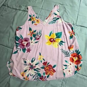 Old Navy Pink Floral Whimsical Tank Top Women's Medium‎ Blouse Casual Fun